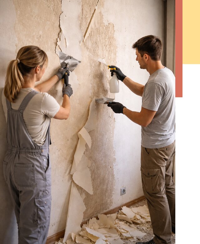 Снятие старых обоев в Котласе от 5441 руб. под ключ недорого | ОТДЕЛОЧНИК-Ктл