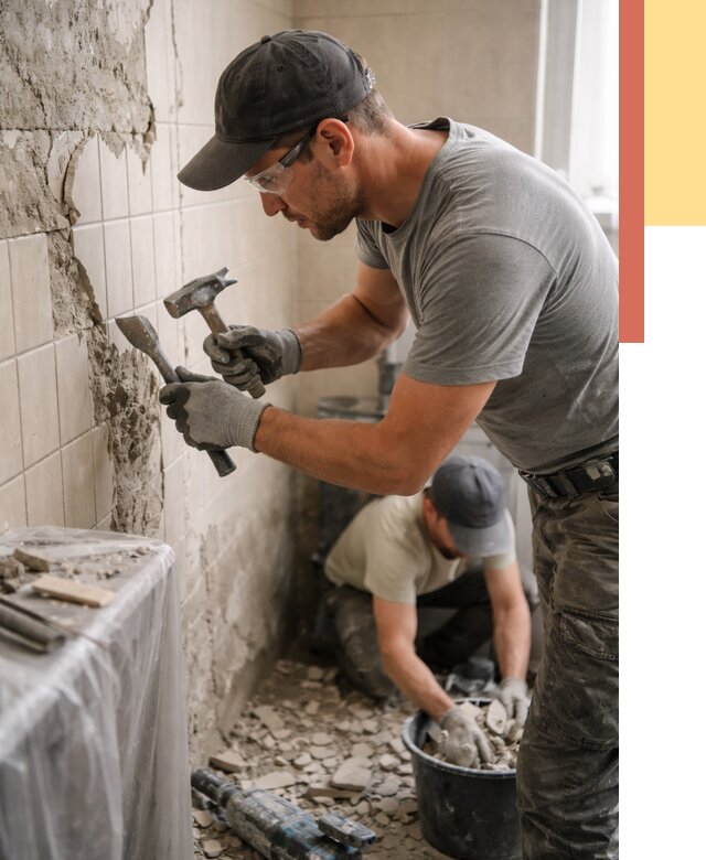 Демонтаж плитки со стен в Котласе от 881 руб. — быстро и недорого | ОТДЕЛОЧНИК-Ктл