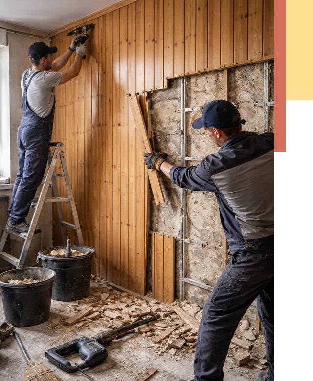 Демонтаж вагонки со стен в Котласе от 1503 руб. — снятие, удаление, срочно | ОТДЕЛОЧНИК-Ктл