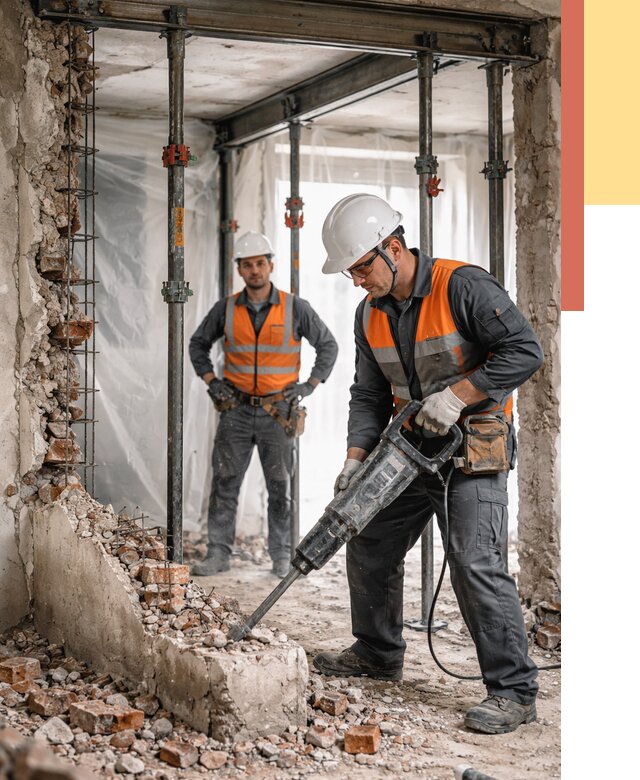 Снос несущих стен в Котласе от 10622 руб. — демонтаж несущей стены под ключ | ОТДЕЛОЧНИК-Ктл