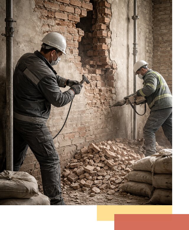 Демонтаж кирпичных стен в Котласе быстро и безопасно