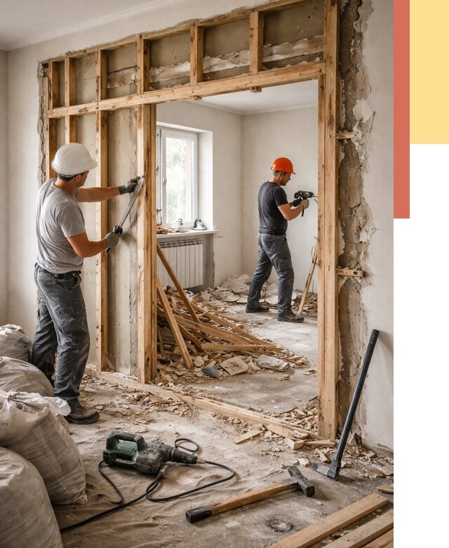 Демонтаж деревянных перегородок в Котласе от 3316 руб. — быстро и недорого | ОТДЕЛОЧНИК-Ктл