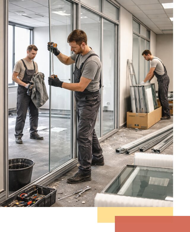 Демонтаж стеклянных перегородок в Котласе быстро и безопасно