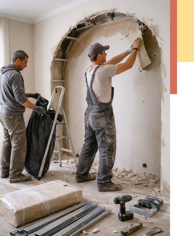 Демонтаж арки из гипсокартона в Котласе от 3627 руб. — услуги под ключ | ОТДЕЛОЧНИК-Ктл