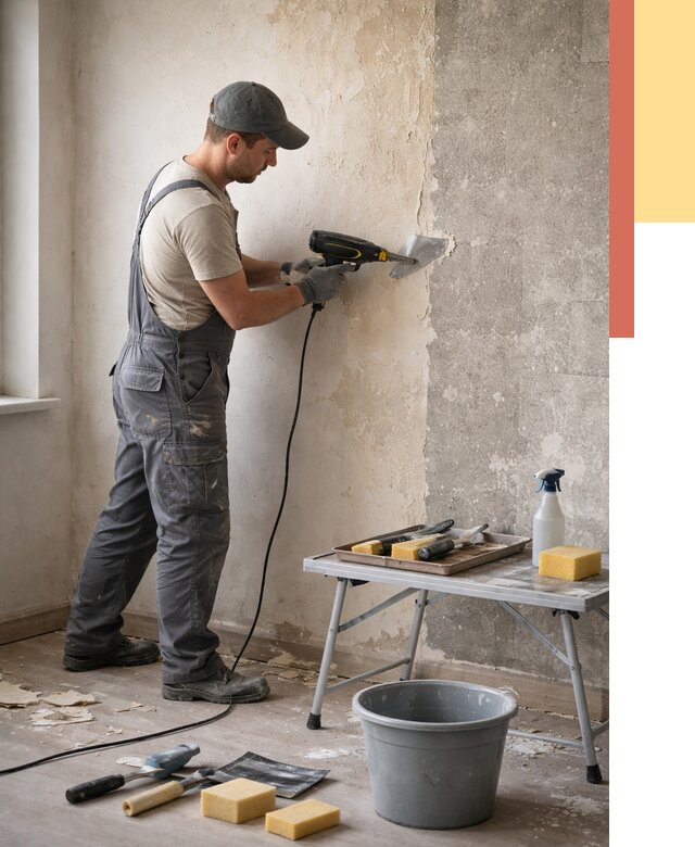 Очистка стен от клея в Котласе от 1917 руб. — снятие и удаление клея со стен | ОТДЕЛОЧНИК-Ктл