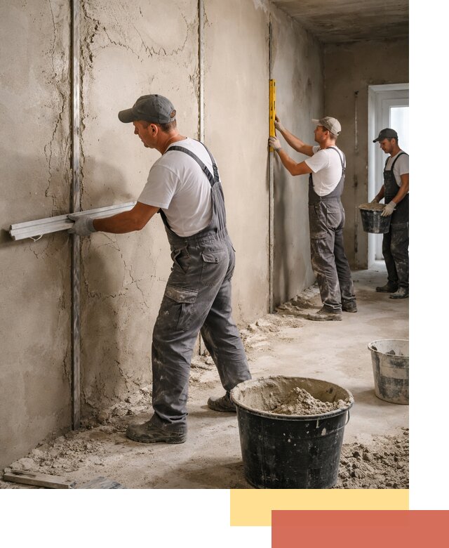 Штукатурка стен по маякам в Котласе — точная и ровная поверхность