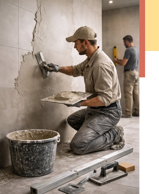 Штукатурка стен в ванной в Котласе от 4663 руб./м² — выравнивание под ключ | ОТДЕЛОЧНИК-Ктл