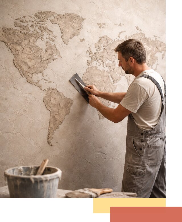 Декоративная штукатурка «Карта мира» под ключ в Котласе