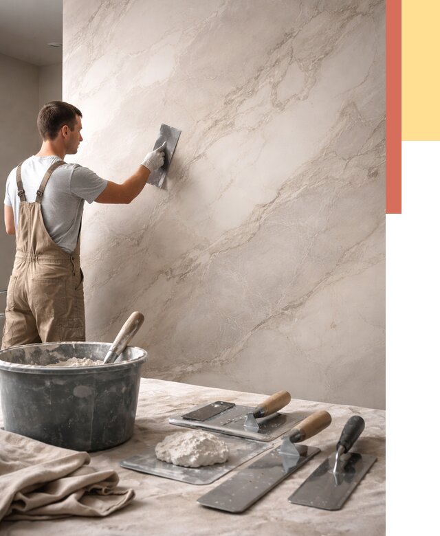 Декоративная штукатурка под мрамор в Котласе от 2902 руб./м² — быстро и недорого | ОТДЕЛОЧНИК-Ктл