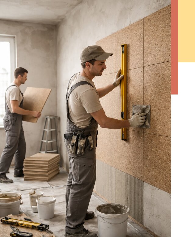 Монтаж пробковых панелей на стены в Котласе от 3627 руб. — ОТДЕЛОЧНИК-Ктл