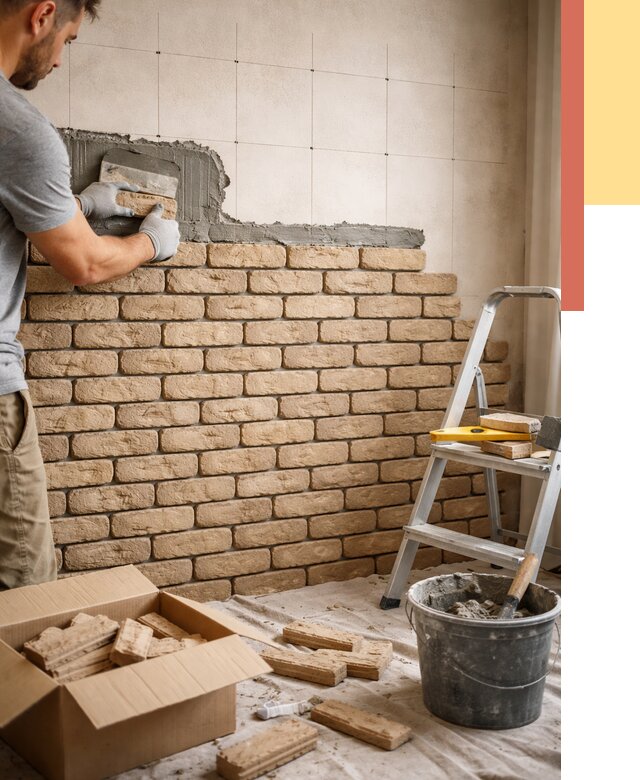 Монтаж декоративного кирпича в Котласе от 3316 руб./м² — быстро и недорого | ОТДЕЛОЧНИК-Ктл