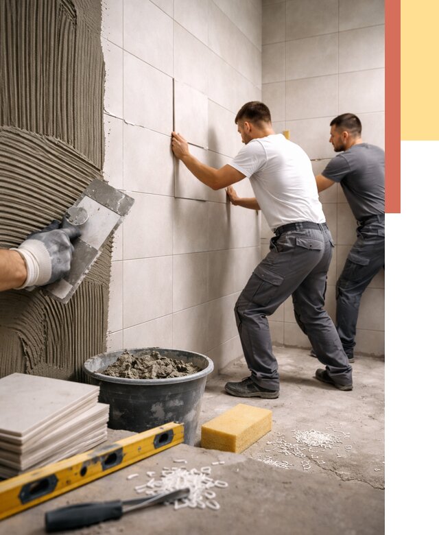 Укладка плитки на стены в Котласе от 881 руб. — качественно и недорого | ОТДЕЛОЧНИК-Ктл