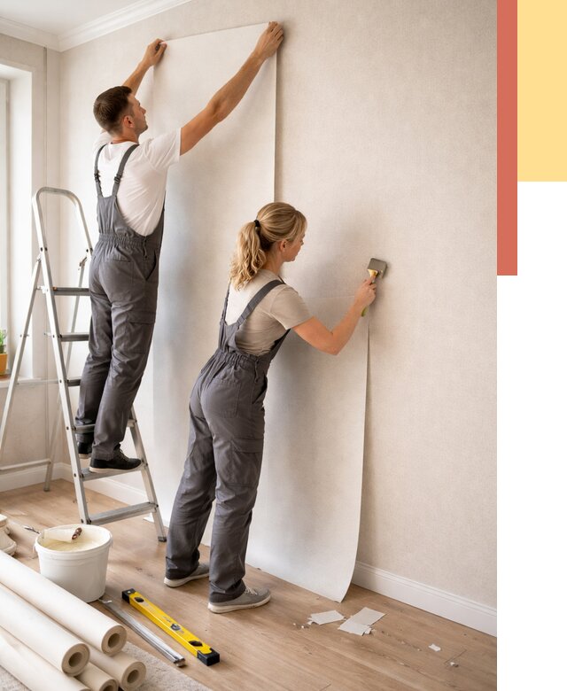 Поклейка флизелиновых обоев в Котласе от 6218 руб. | Быстро и недорого — ОТДЕЛОЧНИК-Ктл