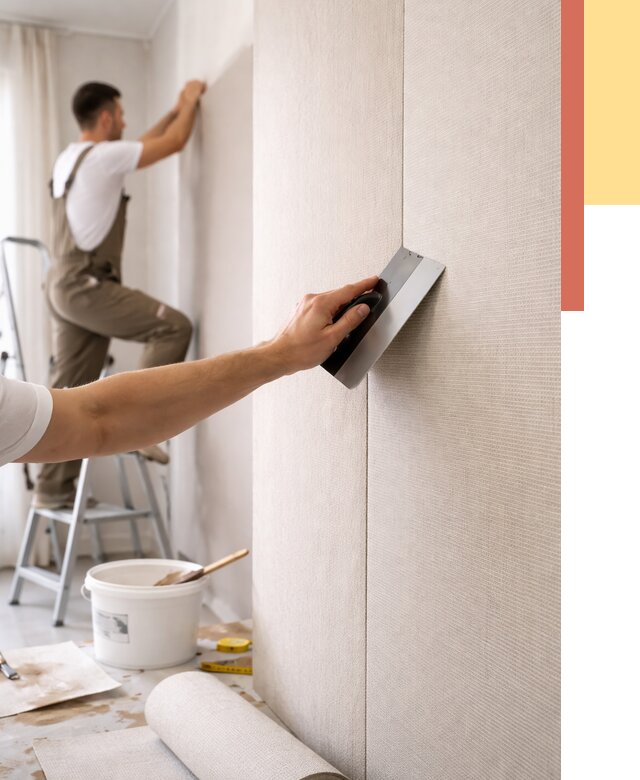 Поклейка текстильных обоев в Котласе от 4663 руб. под ключ | ОТДЕЛОЧНИК-Ктл