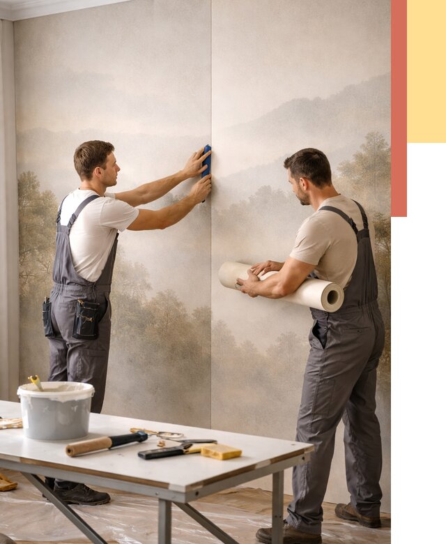 Поклейка фотообоев в Котласе от 8809 руб/м² — быстро и недорого | ОТДЕЛОЧНИК-Ктл