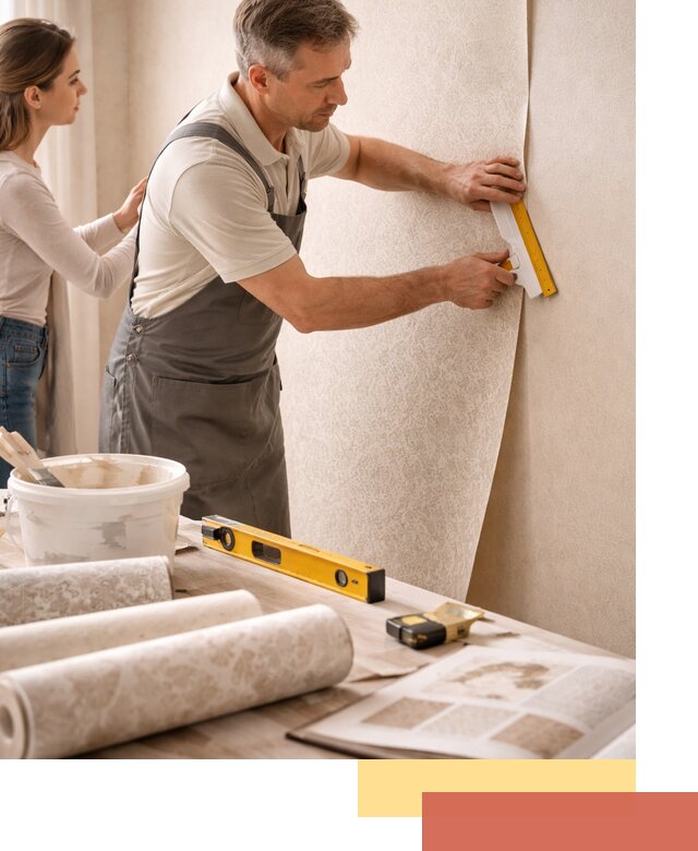 Поклейка обоев с подбором рисунка в Котласе