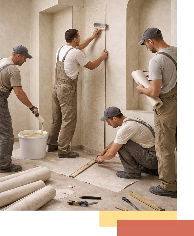 Поклейка обоев на сложные стены и неровные поверхности в Котласе