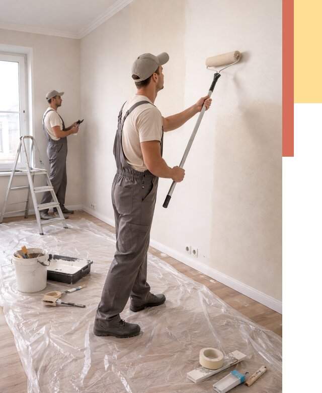 Покраска стен акриловой краской в Котласе от 3627 руб./м² — быстро и недорого | ОТДЕЛОЧНИК-Ктл