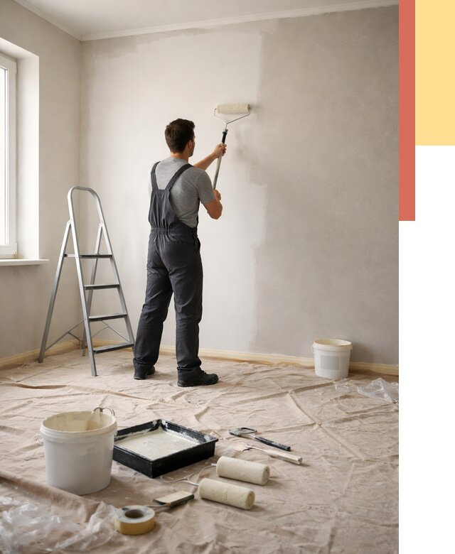 Покраска стен моющейся краской в Котласе от 363 руб./м² — быстро и недорого | ОТДЕЛОЧНИК-Ктл