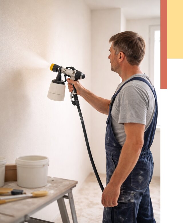 Покраска стен краскопультом в Котласе от 7772 руб. — механизированная покраска | ОТДЕЛОЧНИК-Ктл