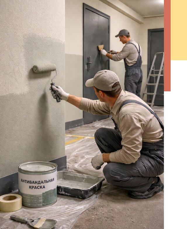 Покраска стен антивандальной краской в Котласе от 4663 руб./м² под ключ | ОТДЕЛОЧНИК-Ктл