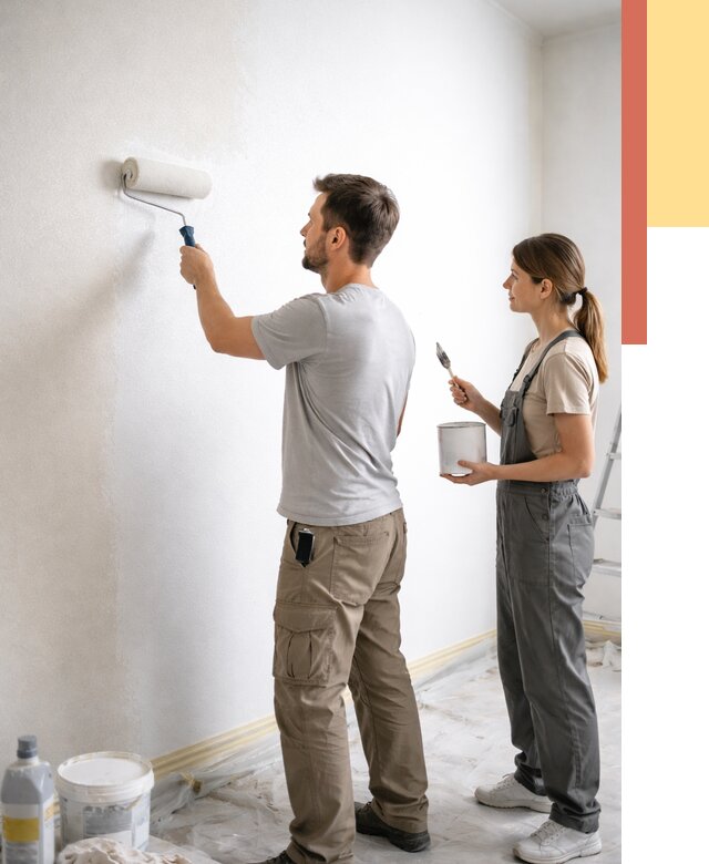 Окраска стен по стеклохолсту в Котласе от 4663 руб/м² под ключ | ОТДЕЛОЧНИК-Ктл