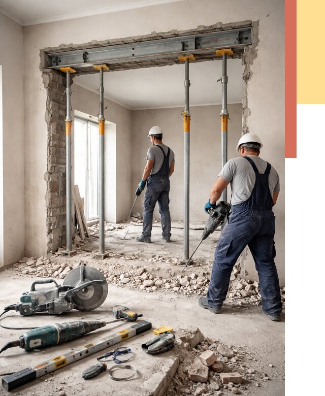 Прорезка проема в стене в Котласе от 4663 руб. — быстро и недорого | ОТДЕЛОЧНИК-Ктл