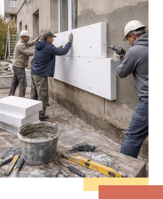 Утепление наружных стен пенопластом в Котласе