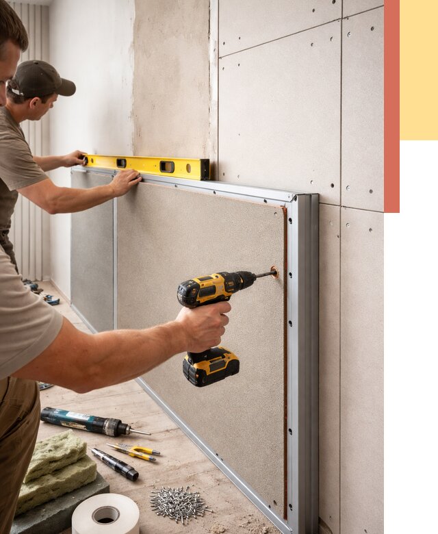 Шумоизоляция стен панелями ЗИПС в Котласе от 2280 руб./м² под ключ | ОТДЕЛОЧНИК-Ктл