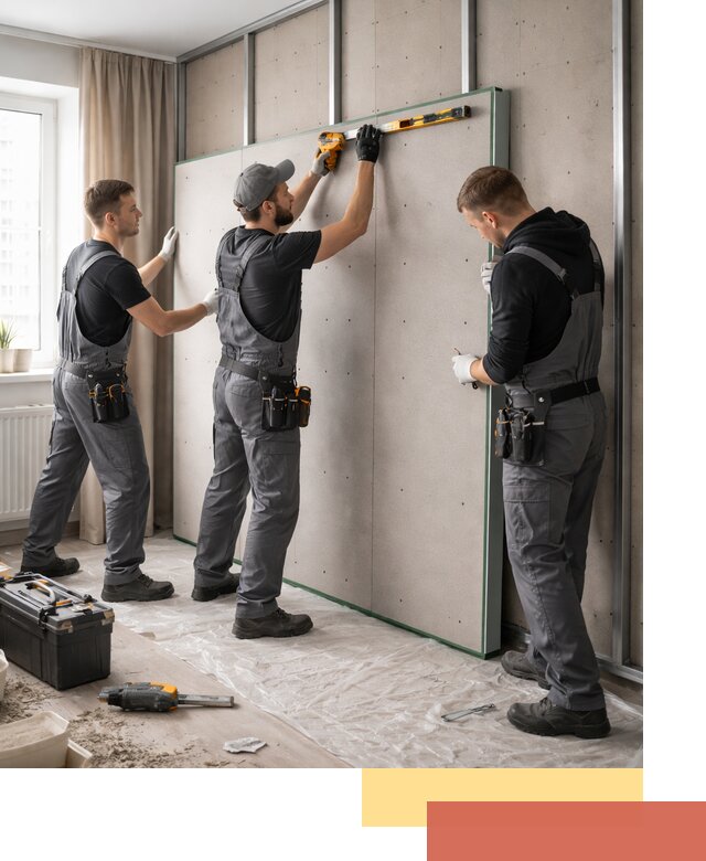 Шумоизоляция стен панелями ЗИПС в Котласе для жилых и коммерческих помещений