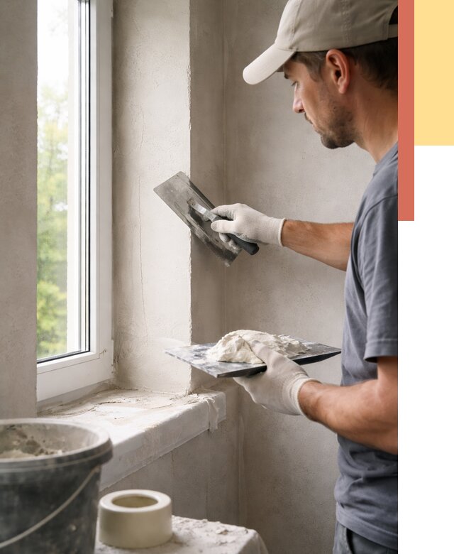 Штукатурка откосов в Котласе от 4663 руб/м² — услуги и выравнивание под ключ | ОТДЕЛОЧНИК-Ктл