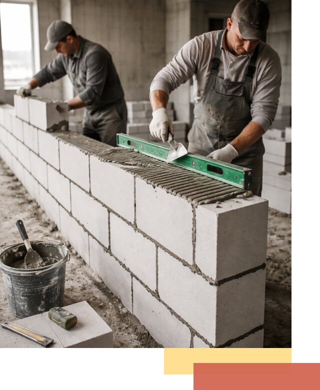 Кладка перегородок из газобетона в Котласе быстро и качественно