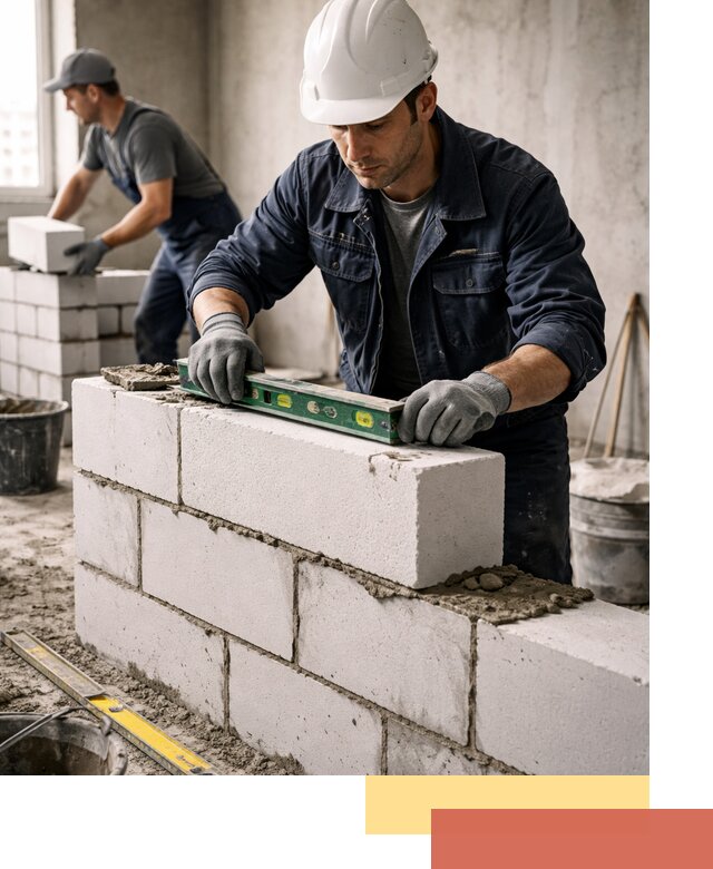 Кладка перегородок из пеноблока под ключ в Котласе