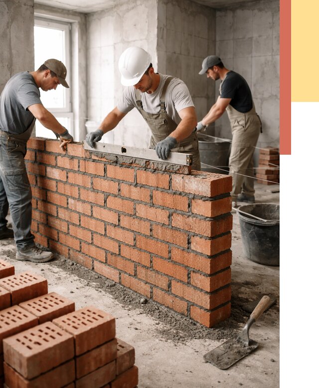 Кладка перегородок из кирпича в Котласе от 3627 руб. за м² | ОТДЕЛОЧНИК-Ктл