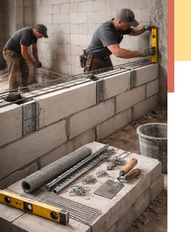 Армирование кладки перегородок в Котласе от 777 руб. под ключ | ОТДЕЛОЧНИК-Ктл