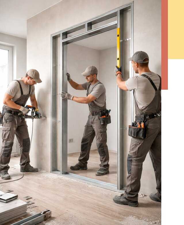 Устройство дверного проема в перегородке в Котласе от 4663 руб. под ключ | ОТДЕЛОЧНИК-Ктл