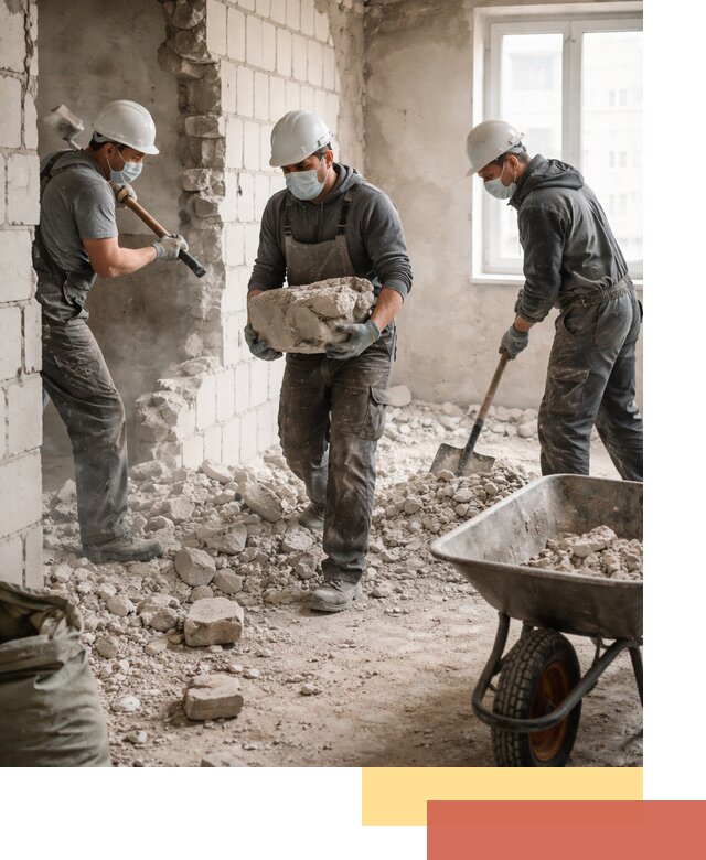 Демонтаж блочных перегородок в Котласе быстро и аккуратно