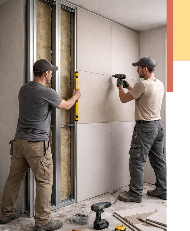 Монтаж двухслойной перегородки из гипсокартона в Котласе от 1503 руб. | ОТДЕЛОЧНИК-Ктл