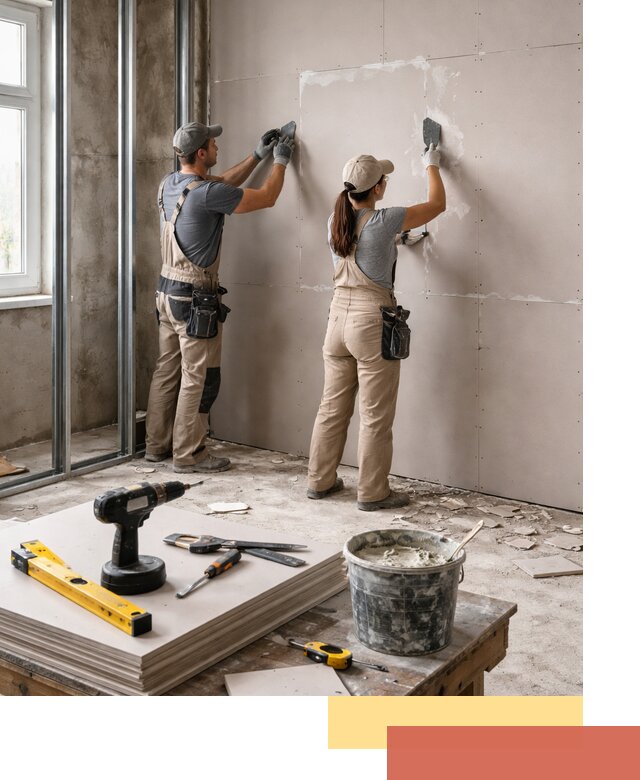 Монтаж двухслойной перегородки из гипсокартона в Котласе