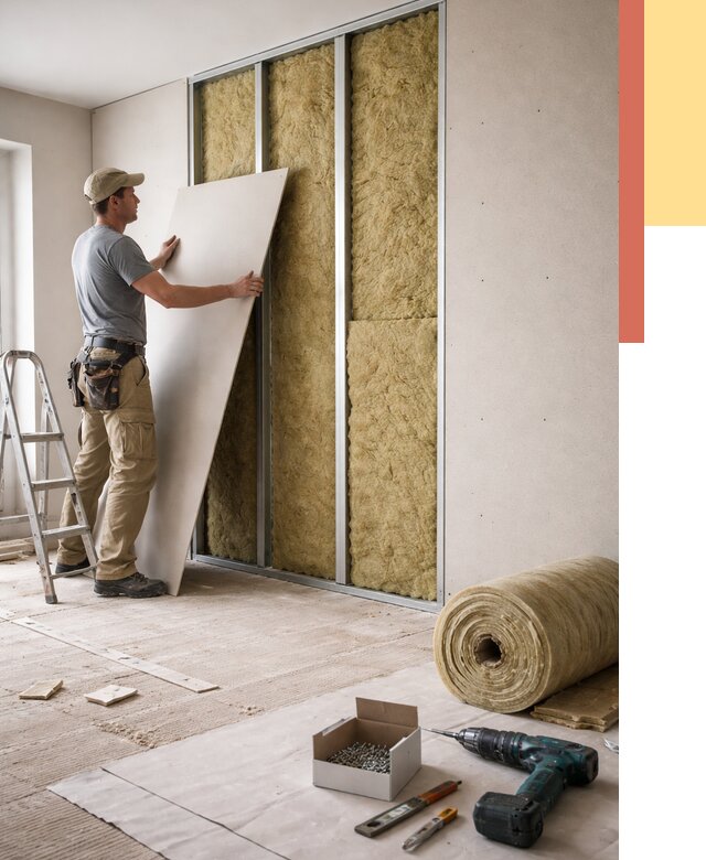 Перегородка из гипсокартона с шумоизоляцией в Котласе от 3233 руб. | ОТДЕЛОЧНИК-Ктл