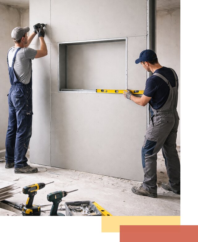 Перегородка из гипсокартона с нишей под декор в Котласе