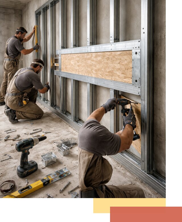 Усиленная перегородка для крепления тяжёлых конструкций в Котласе