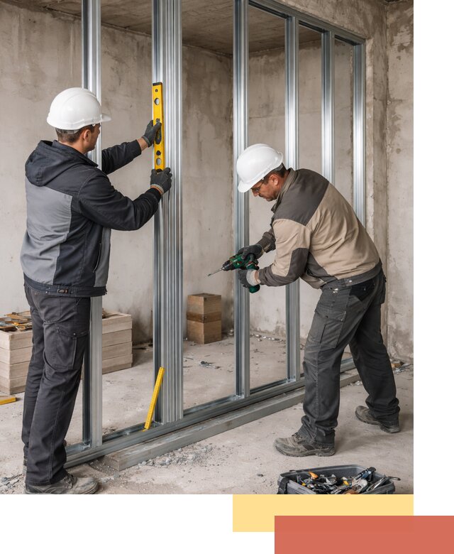 Монтаж каркаса перегородки из профиля в Котласе