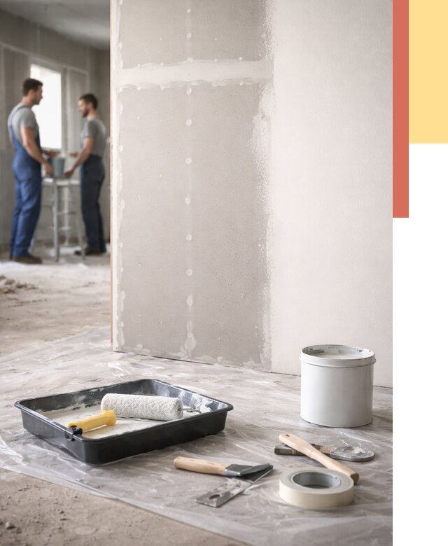 Покраска перегородок из гипсокартона в Котласе от 4663 руб. под ключ | ОТДЕЛОЧНИК-Ктл