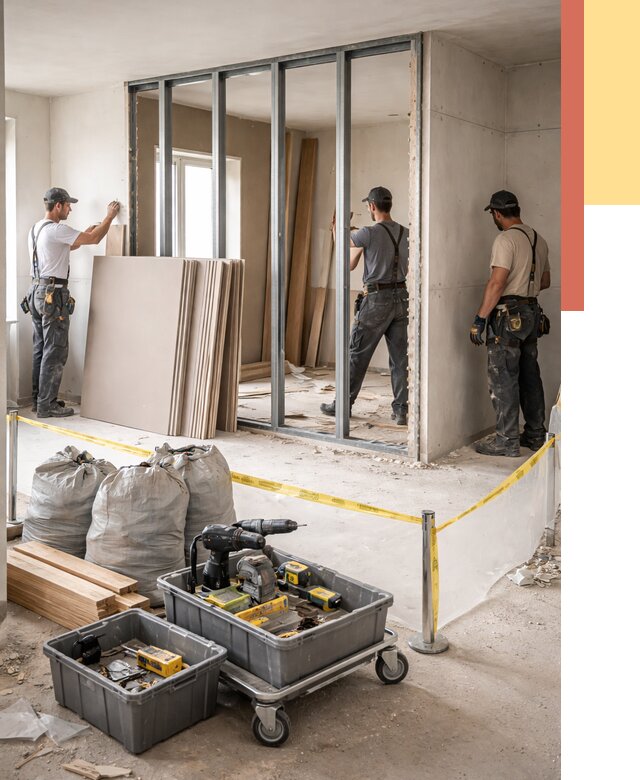 Перенос гипсокартонной перегородки в Котласе под ключ от 4663 руб. | Демонтаж и монтаж – ОТДЕЛОЧНИК-Ктл