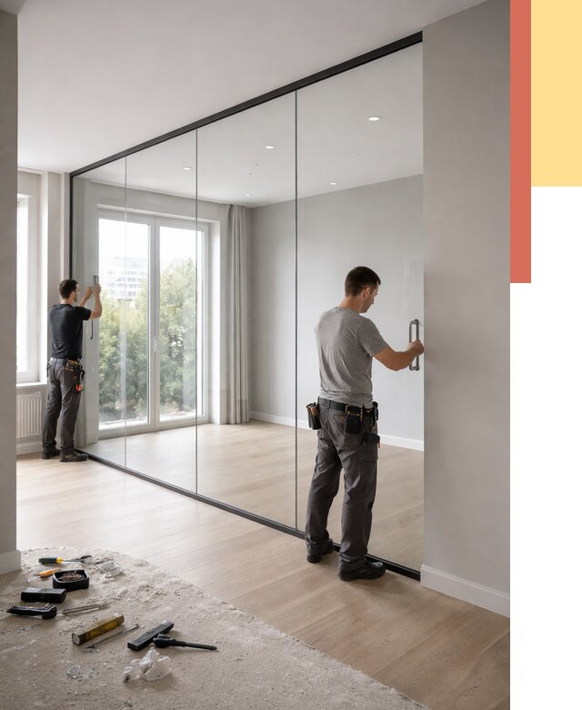 Изготовление стеклянных перегородок в Котласе от 12798 руб. под ключ | ОТДЕЛОЧНИК-Ктл