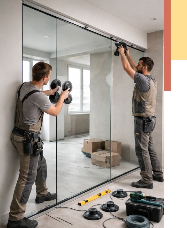 Монтаж стеклянных перегородок в Котласе от 6736 руб. | ОТДЕЛОЧНИК-Ктл