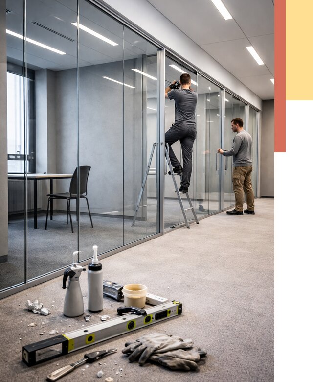 Стеклянные офисные перегородки в Котласе от 8809 руб. — монтаж и установка | ОТДЕЛОЧНИК-Ктл