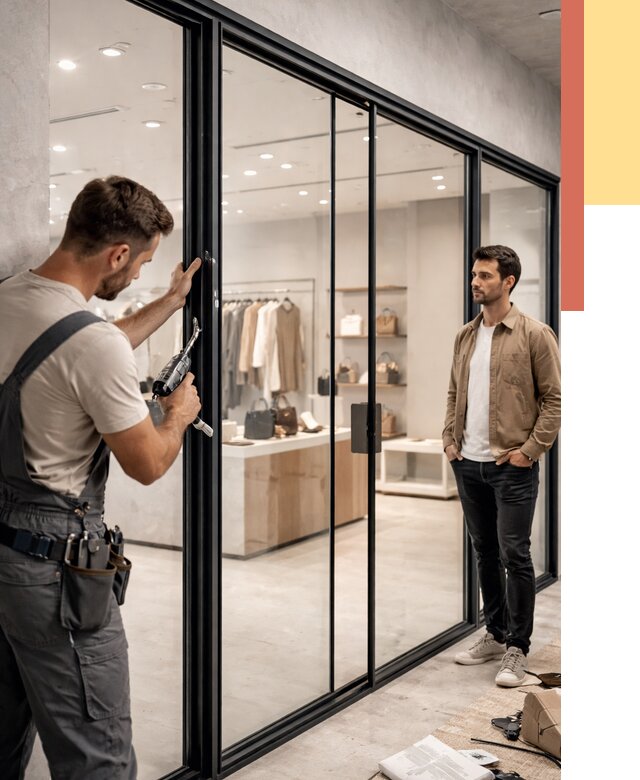 Стеклянные перегородки для магазинов в Котласе от 8498 руб. под ключ | ОТДЕЛОЧНИК-Ктл