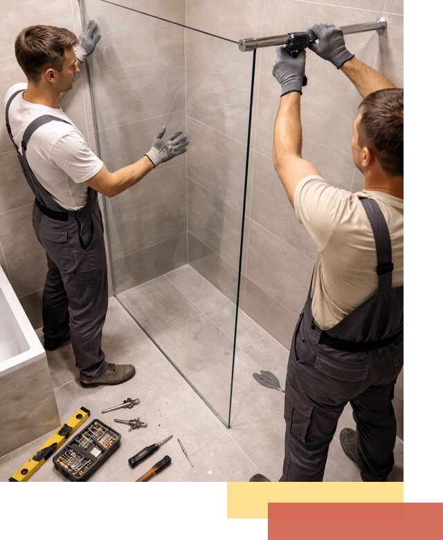 Стеклянные перегородки для душа в Котласе — изготовление и монтаж